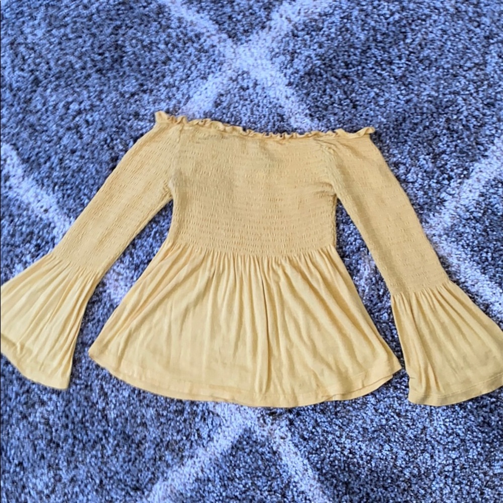 Yellow flowy off the shoulder top